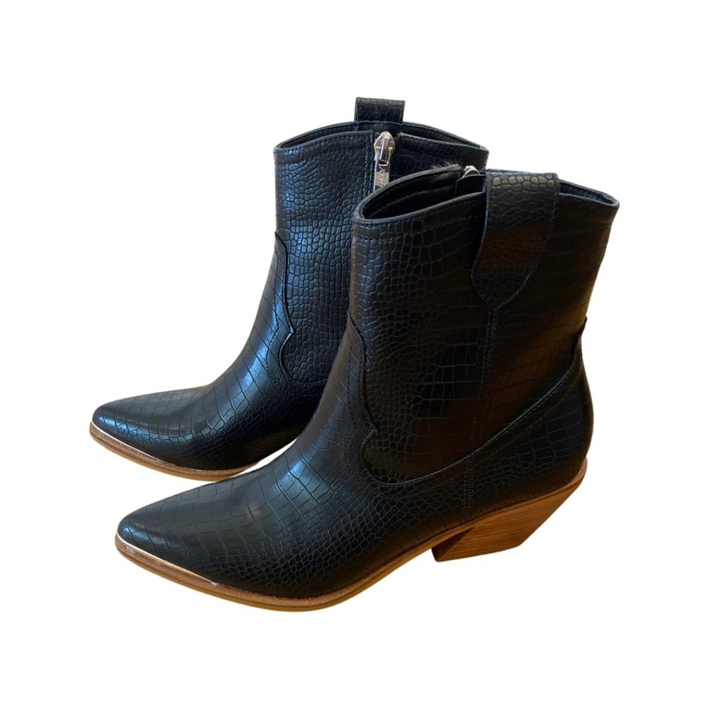 Black Crocodile Booties